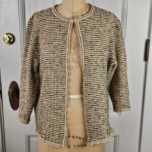 Jacket cardigan grandma traditional modest metallic multi knit classic M